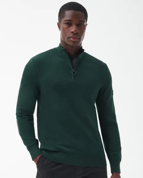 Мужской свитер с высоким воротником и застежкой-молнией Barbour, зеленый