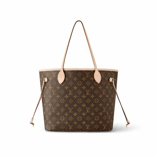 Сумка Louis Vuitton Neverfull MM N41605, фактура зернистая, бежевый, коричневый