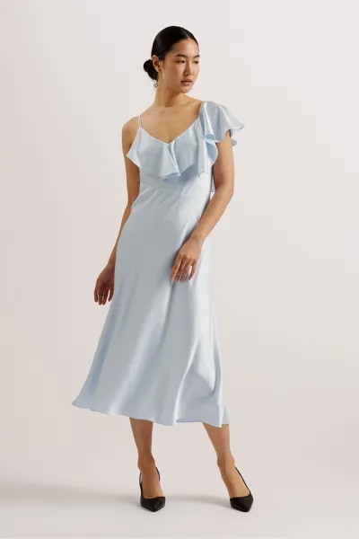Платье-Комбинация Keomi миди с оборками и водопадом Ted Baker, синий