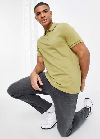 Поло цвета хаки из органического хлопка ASOS DESIGN-Зеленый цвет