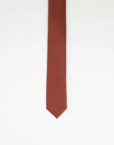 Атласный галстук карамельного цвета Gianni Feraud-Коричневый цвет