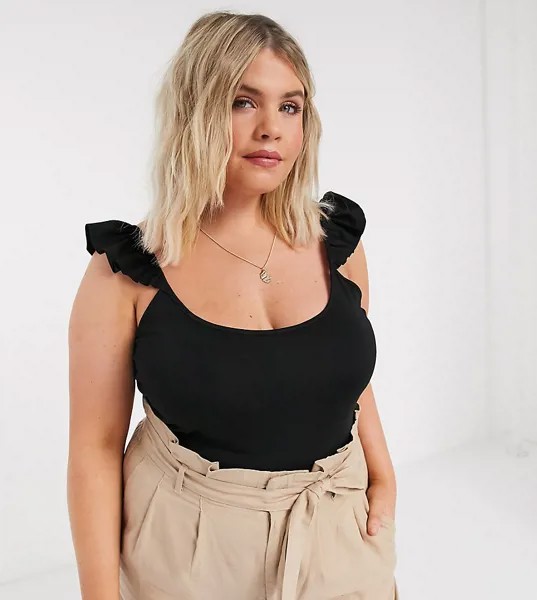 Боди черного цвета с оборками Vero Moda Curve-Черный цвет