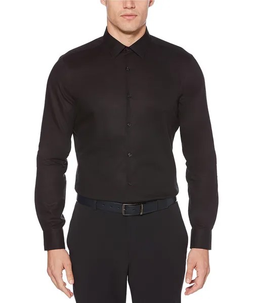 Однотонная водоотталкивающая тканая рубашка с длинными рукавами Perry Ellis, однотонная, устойчивая к морщинам, с длинными рукавами, черный