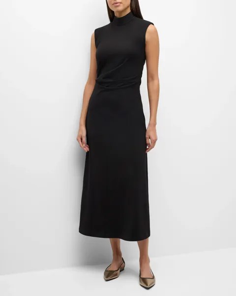 Платье миди с драпировкой из джерси Couture Brunello Cucinelli, цвет C036 Black