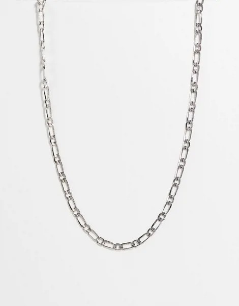 Серебристое ожерелье с плетением фигаро и тиснением ASOS DESIGN-Серебристый