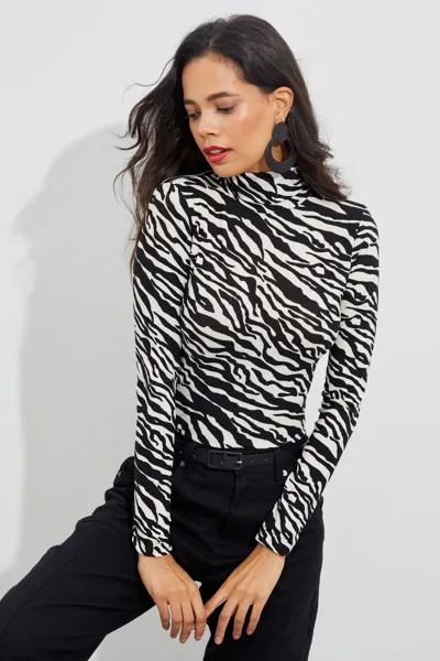 Женская черно-белая рыбацкая блузка с рисунком зебры EY1524 Cool & Sexy, черный