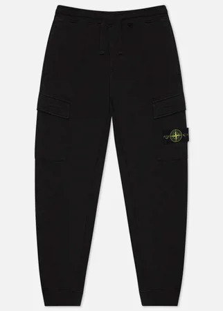 Мужские брюки Stone Island Cargo Cotton Fleece Regular Fit, цвет чёрный, размер S