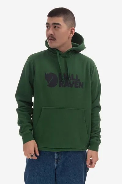 Хлопковая толстовка Fjällräven Logo Hoodie Fjallraven, зеленый