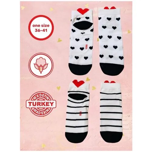 Носки Turkan, 2 пары, размер универсальный, черный, белый