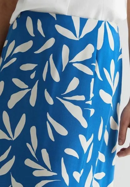 Длинная юбка LEAF PRINT SPLIT HEM MIDI New Look, синий