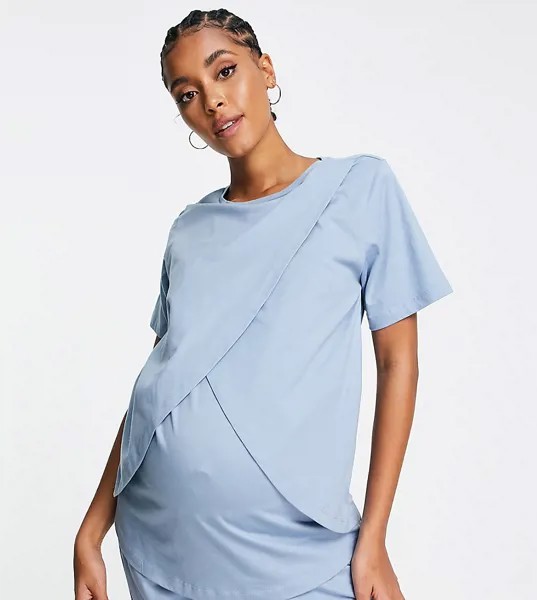 Голубая пижамная футболка для кормящих матерей из органического хлопка ASOS DESIGN Maternity – Выбирай и комбинируй-Зеленый цвет