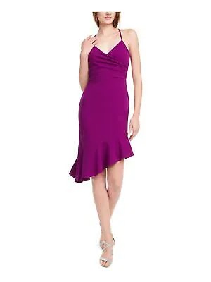 JUMP Женское фиолетовое вечернее платье длиной выше колена на тонких бретельках + расклешенное платье S
