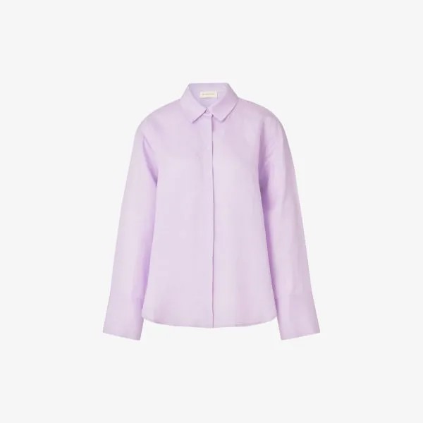 Рубашка свободного кроя из смесового льна candace с перламутровыми пуговицами Malina, фиолетовый