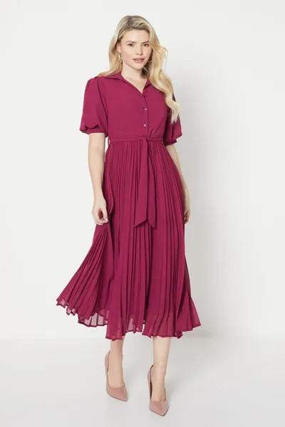 Плиссированное шифоновое платье-рубашка миди Dorothy Perkins, красный