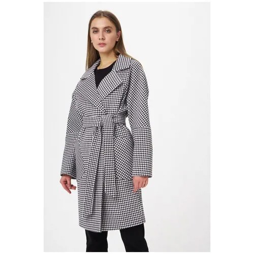 Пальто с накладными карманами и поясом El_W64045_бело- черный/Enn Серый 42