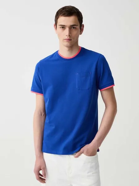 Футболка из пике с флуоресцентными деталями Ovs, цвет royal blue