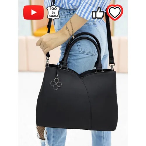 Сумка тоут GIORGIO FERRETTI, фактура гладкая, черный