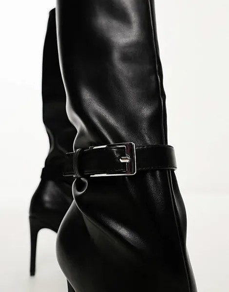 Черные остроконечные ботинки с пряжкой Simmi London Acer