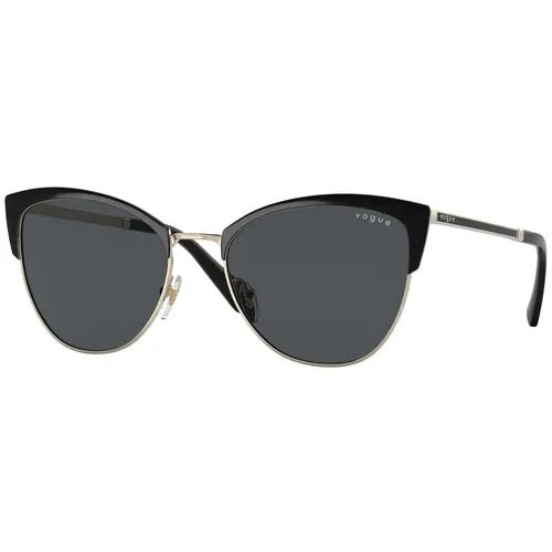 Солнцезащитные очки Vogue eyewear, кошачий глаз, оправа: металл, для женщин, черный