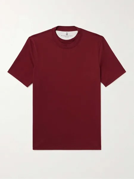 Футболка из хлопкового джерси BRUNELLO CUCINELLI, бордовый