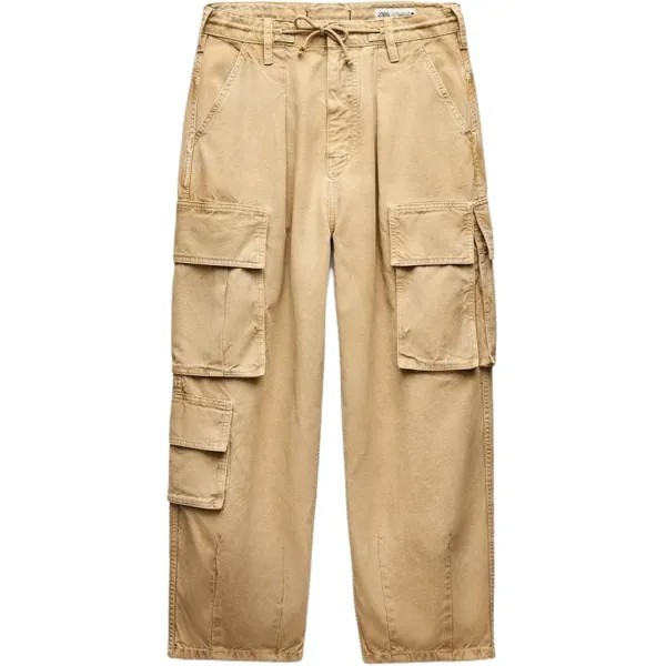 Повседневные брюки женские серии ZW, средний цвет Camel Zara