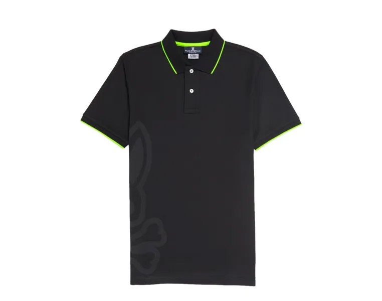 Мужская футболка-поло Psycho Bunny Chatham Side Bunny черная B6K976U1PC-BLK, черный