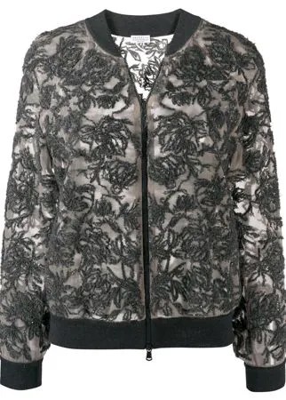 Brunello Cucinelli куртка-бомбер с цветочным принтом