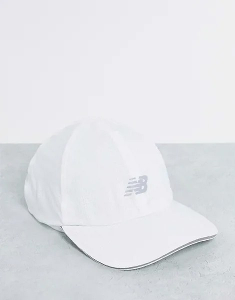 Белая кепка унисекс для бега с логотипом New Balance Running-Белый