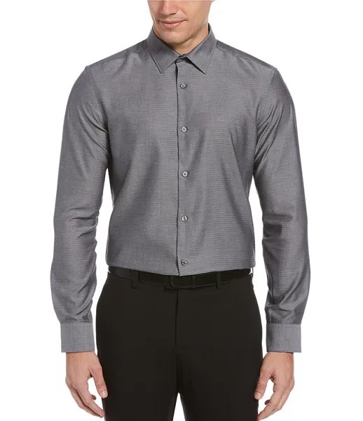Однотонная водоотталкивающая тканая рубашка с длинными рукавами Perry Ellis Big & Tall Dobby, серый