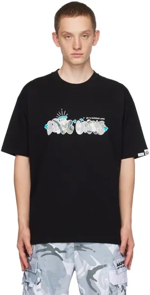 Черная футболка с принтом AAPE by A Bathing Ape