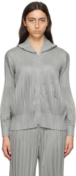 Серая спортивная куртка Fluffy Basics Cool Pleats Please Issey Miyake