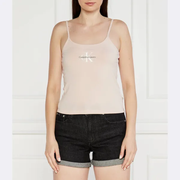Топ узкого кроя с монологом Calvin Klein, розовый