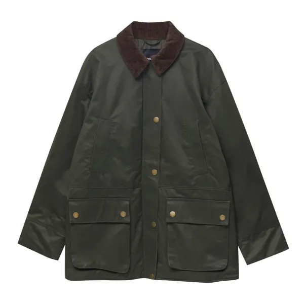 Куртка Pull&Bear Waxed Corduroy Collar, хаки