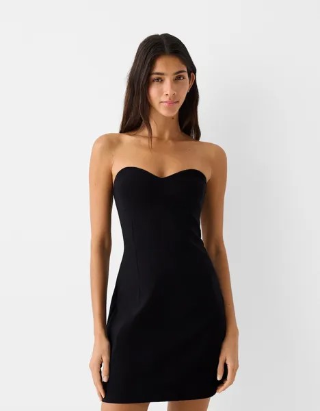 Мини-Платье bandeau bengaline Bershka, черный