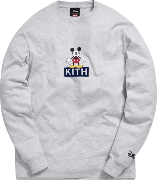 Футболка Kith x Disney 30s Mickey Standing Classic Logo Long-Sleeve T-Shirt 'Heather Grey', серый