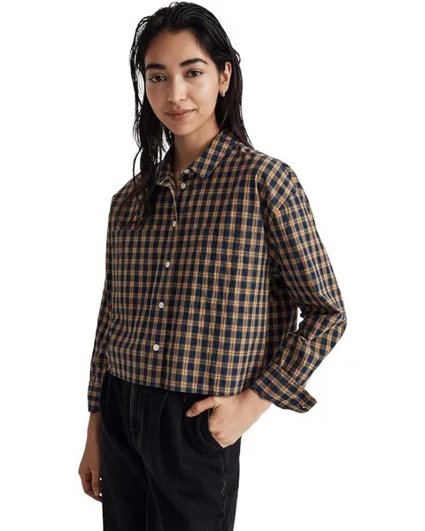Рубашка Madewell The Signature Poplin Crop, цвет Classic Plaid Indigo
