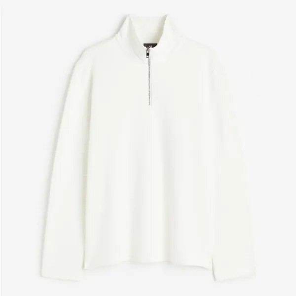 Свитшот H&M Regular Fit Half-zip, белый