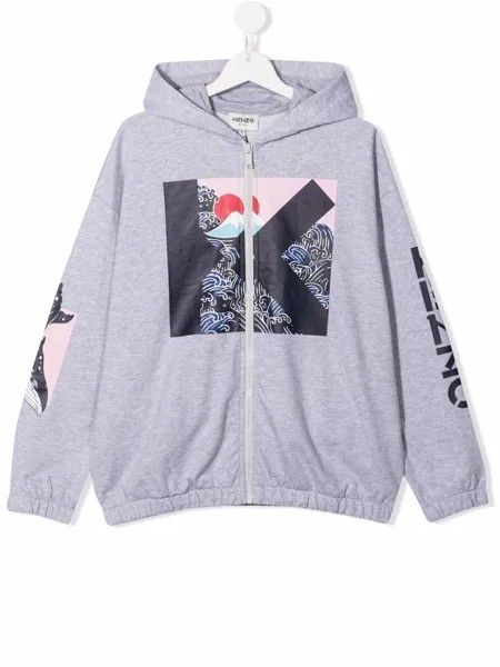 Kenzo Kids худи на молнии с графичным принтом