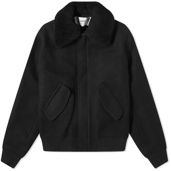 Куртка Ami Paris Shearling Collar Wool, черный