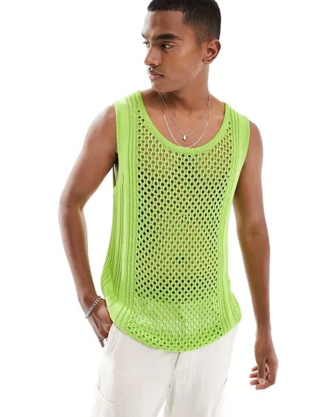 Зеленая открытая трикотажная майка ASOS DESIGN