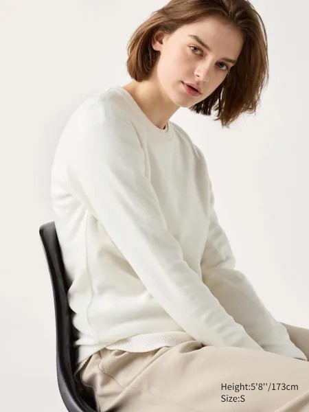 Футболка с круглым вырезом из флиса heattech Uniqlo, белый