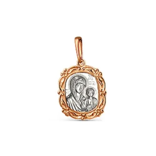 Золотая подвеска-иконка Пресвятая Богородица Казанская 11874 AQUAMARINE