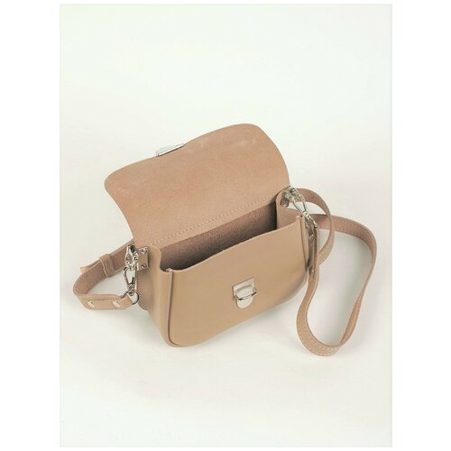 Женская поясная сумка из натуральной кожи бежевая A001 beige mini Divalli