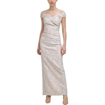 Calvin Klein Женское вечернее платье макси цвета слоновой кости металлик 10 BHFO 8449