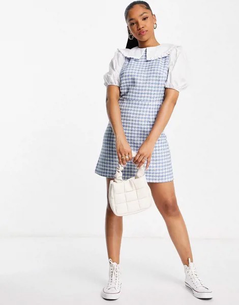Голубое платье-сарафан из букле «2 в 1» Miss Selfridge-Голубой