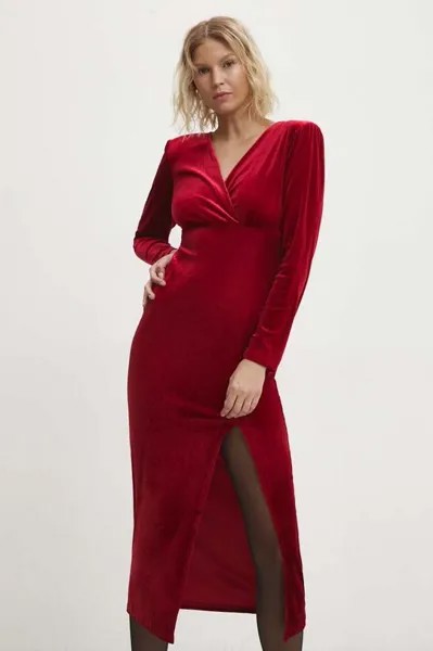 Бархатное платье Answear Lab, красный