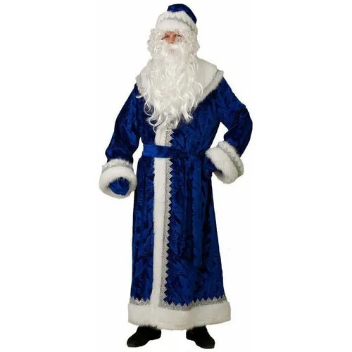 Взрослый синий велюровый костюм Деда Мороза Snej-46