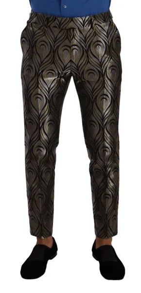 DOLCE - GABBANA Брюки-платье Серебристо-золотые жаккардовые мужские брюки IT48 / W34/ M $2400