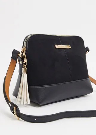 Черная сумка через плечо из искусственной замши River Island-Черный