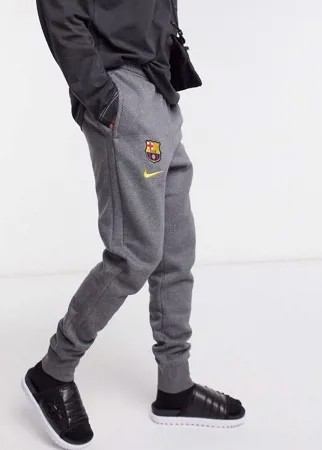 Серые флисовые джоггеры Nike Football FC Barcelona-Серый